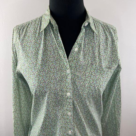 STEVEN ALAN Green Pink Shirt Cotton Floral Long Sleeve Button-Up USA S Small - Picture 2 of 8